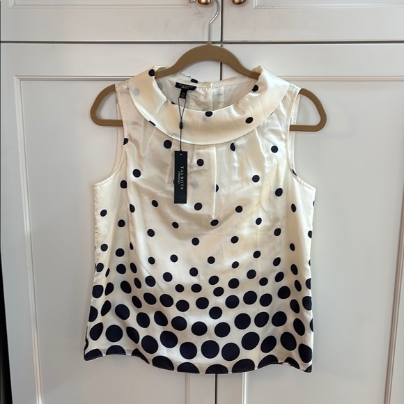 Talbots Tops - NWT Talbots Polka Dot Sleeveless Lined Blouse with Collar. Cotton & Silk.